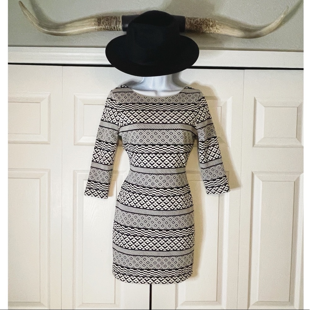 Boho, aztec print mini dress
